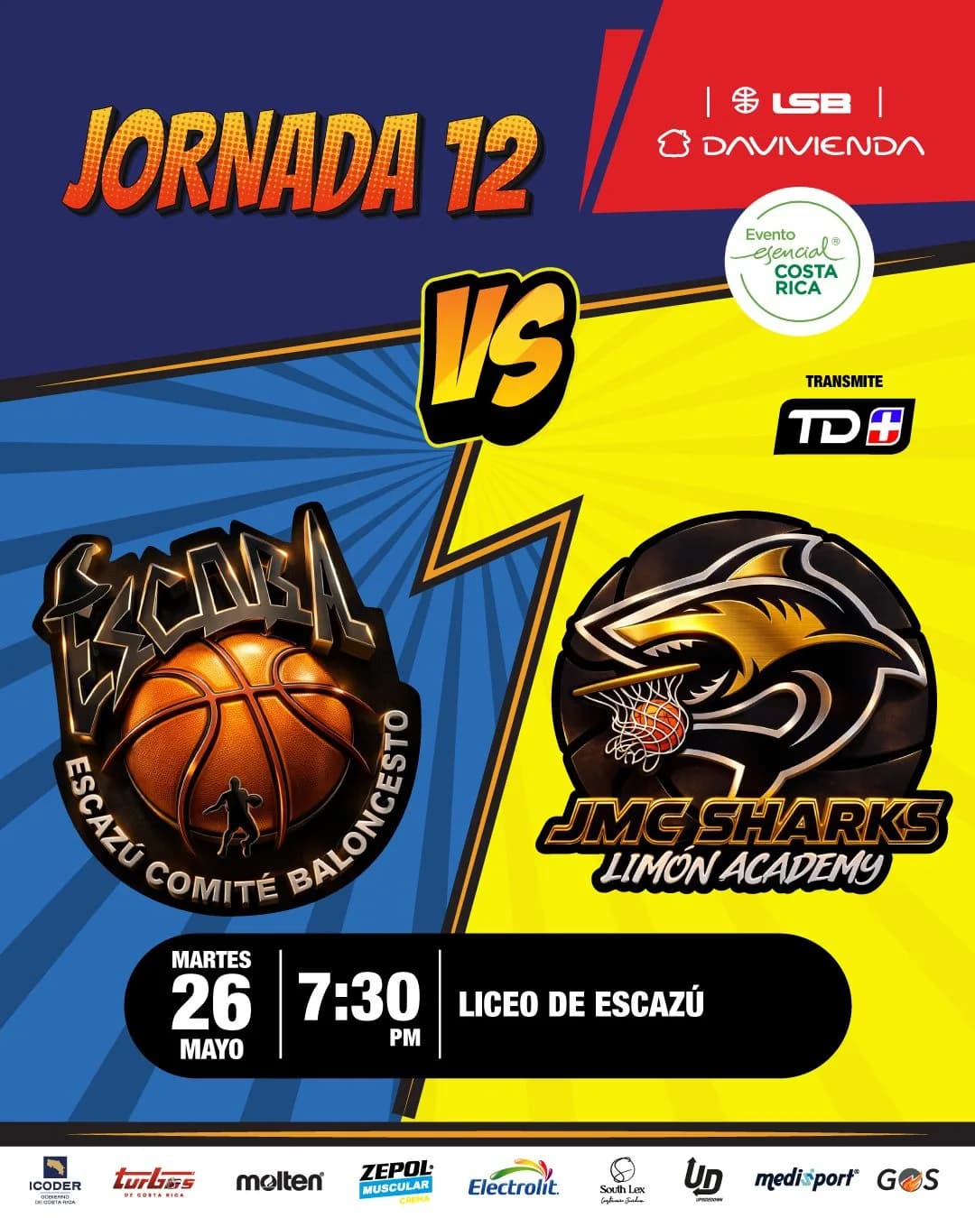 Escazú Escoba y Limón Sharks protagonizan un duelo clave en la jornada 12 de la LSB
