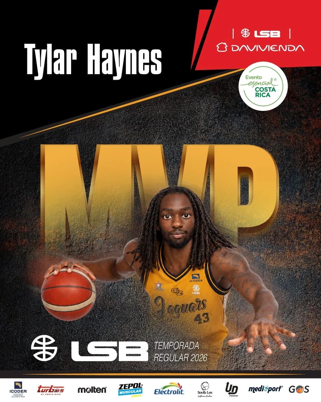 Tylar Haynes es elegido Jugador Más Valioso (MVP) de la Temporada Regular 2026 de la LSB